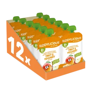 Ovocná kapsička s mangom, banánom, jablkom a jogurtom (12 × 100 g)
